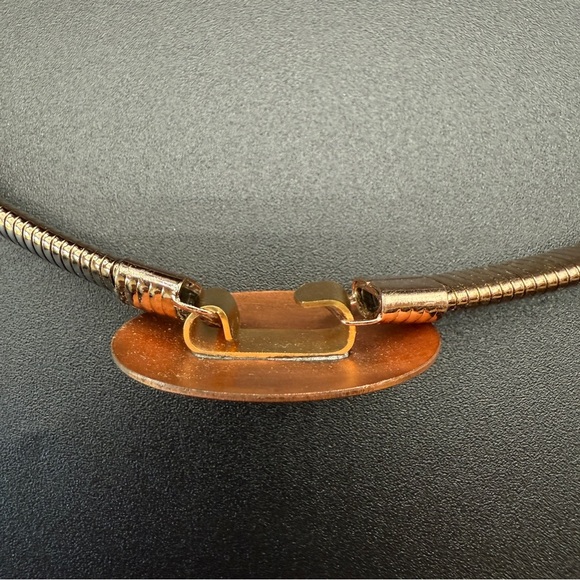 Vintage Gold-Tone Women's Snake Chain Belt with Copper Mod Circle Accent 24in - Picture 4 of 11